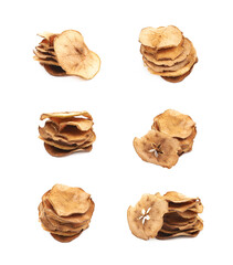 Poster - Dried slice of apple chips isolated