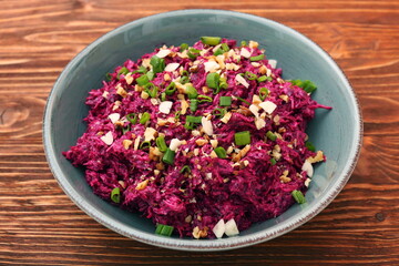 Wall Mural - Traditional Beetroot Salad Vinegret Dressed with Mayonnaise