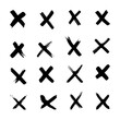 Vector X marks, Hand-draw cross, Letter x brush strokes