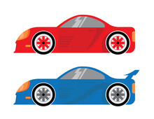 Red And Blue Racing Car Cartoon Vector Illustration