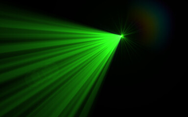 Abstract green light with rays and lens flare