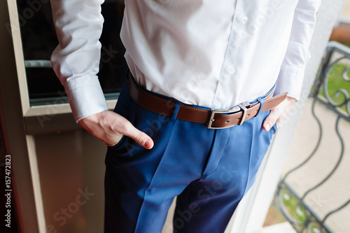 blue pant white shirt formal dress