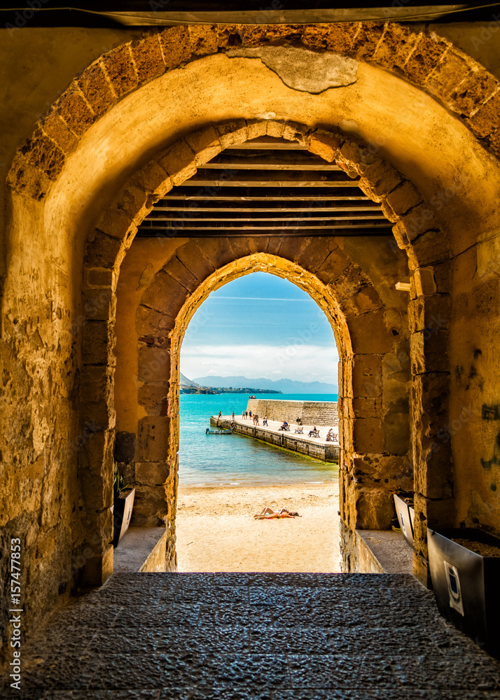 Cafalu Sicily - Archway to Beach.jpg - obrazy, fototapety, plakaty 