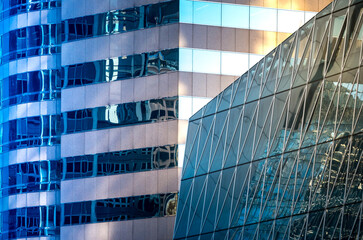 Modern office building detail at hong kong, glass surface