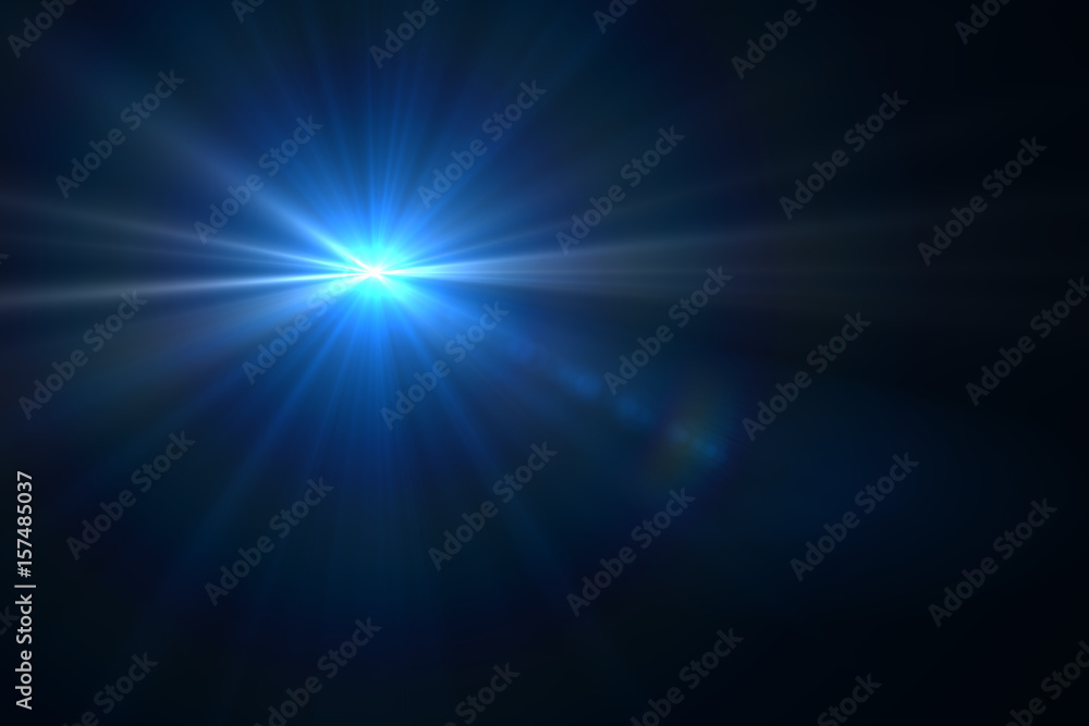 Lens Flare light over black background. Easy to add overlay or screen filter over photos - obrazy, fototapety, plakaty 