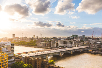 Wall Mural - London at sunset, aerial view