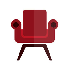 Comfortable, Soft And Stylish Red Armchair Isolated Illustration