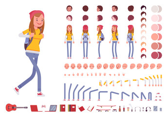 teenager girl character creation set