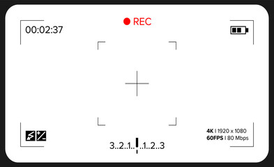 Camera Viewfinder Vector. Exposure And Video Camera Settings. Template