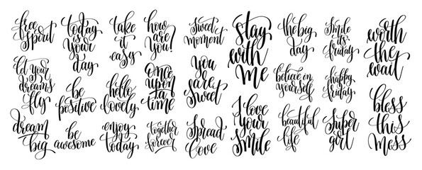 Wall Mural - set of 25 hand written lettering motivational quotes