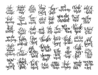 set of 50 hand written lettering motivational quotes
