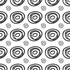 Wall Mural - ink different rounds sketch seamless pattern. vector illustration