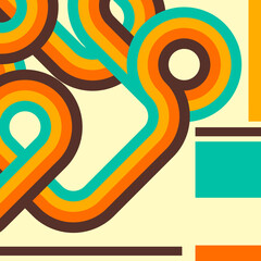Aufkleber - Abstract retro background, digital lines and circles, design70s, vector.