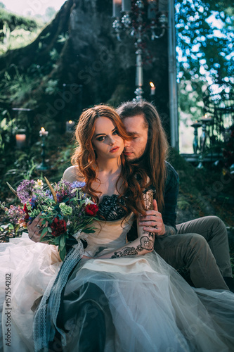 Beautiful Young Couple Together Man With Tattoo Nad Long Hair