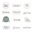Handdrawn elements for logo design. Premade logo templates. Floral logotypes