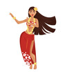 Hawaiian hula dancer young pretty woman. Vector illustration