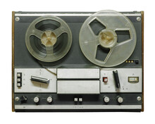Retro Reel Tape Recorder On A White Background