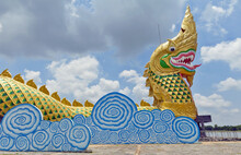 Landmark Building Constructed In Shape Of Naga (serpent) Located At Phaya Thaen Public Park In Yasothon, Northeastern (Isan) Province Of Thailand