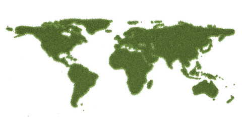 ecology world map, from green grass. 3d rendering