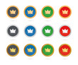 Krone - Monarchie - Buttons Set - Bronze, Silber, Gold