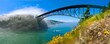 Bridge above the ocean.  Deception Pass Bridge.  Anacortes. Whidbey Island. Strait of Juan de Fuca. Puget Sound.  WA. USA.