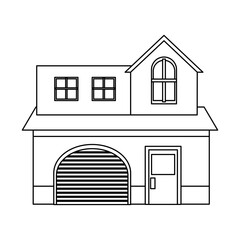 Canvas Print - house home construction garage residential outline vector illustration