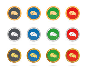 Sticker - Sprechblasen - Diskussion - Buttons Set - Bronze, Silber, Gold