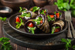 © anna_shepulova - eggplant rolls with garlic feta, tomatoes and herbs
