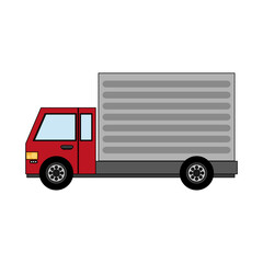 Canvas Print - color image cartoon realistic transport truck with wagon and wheels vector illustration