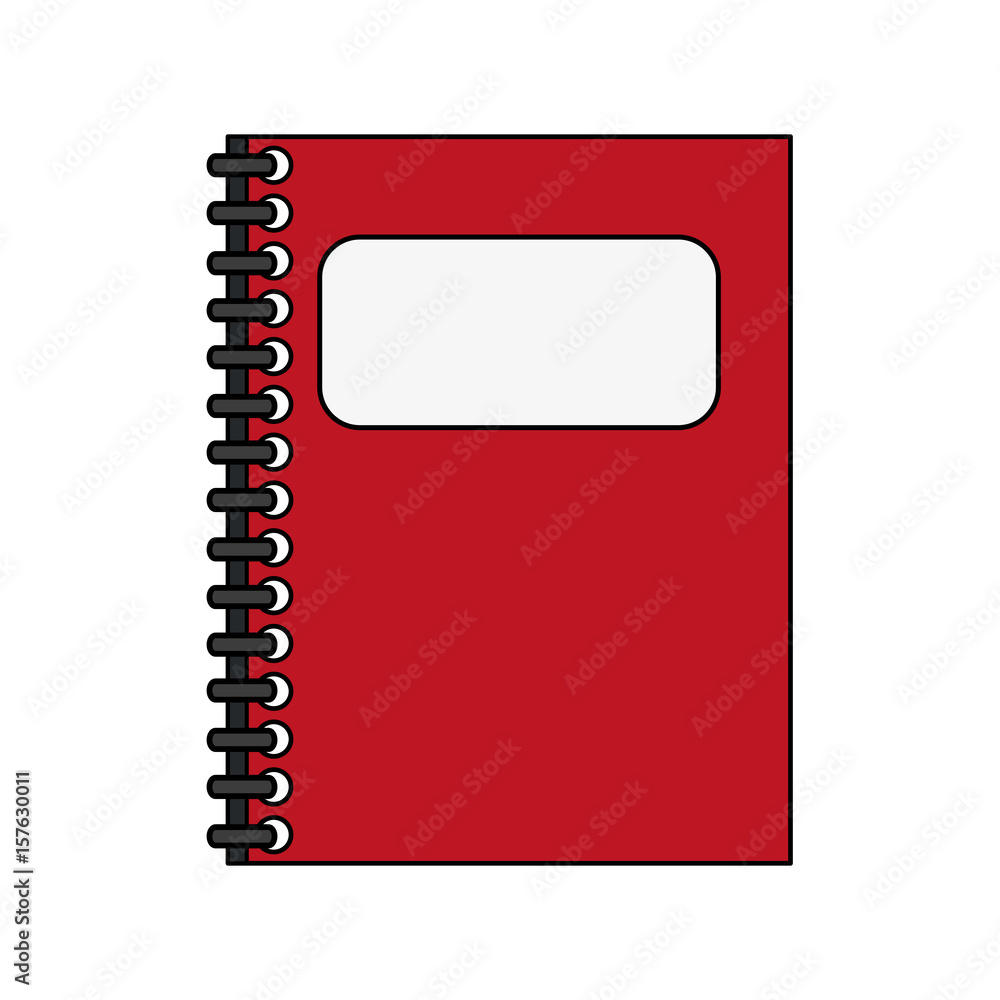 color silhouette cartoon red notebook spiral closed with label in cover ...