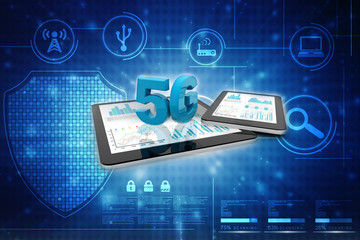 Sticker - 3d rendering 5G Network 5G Connection with data
