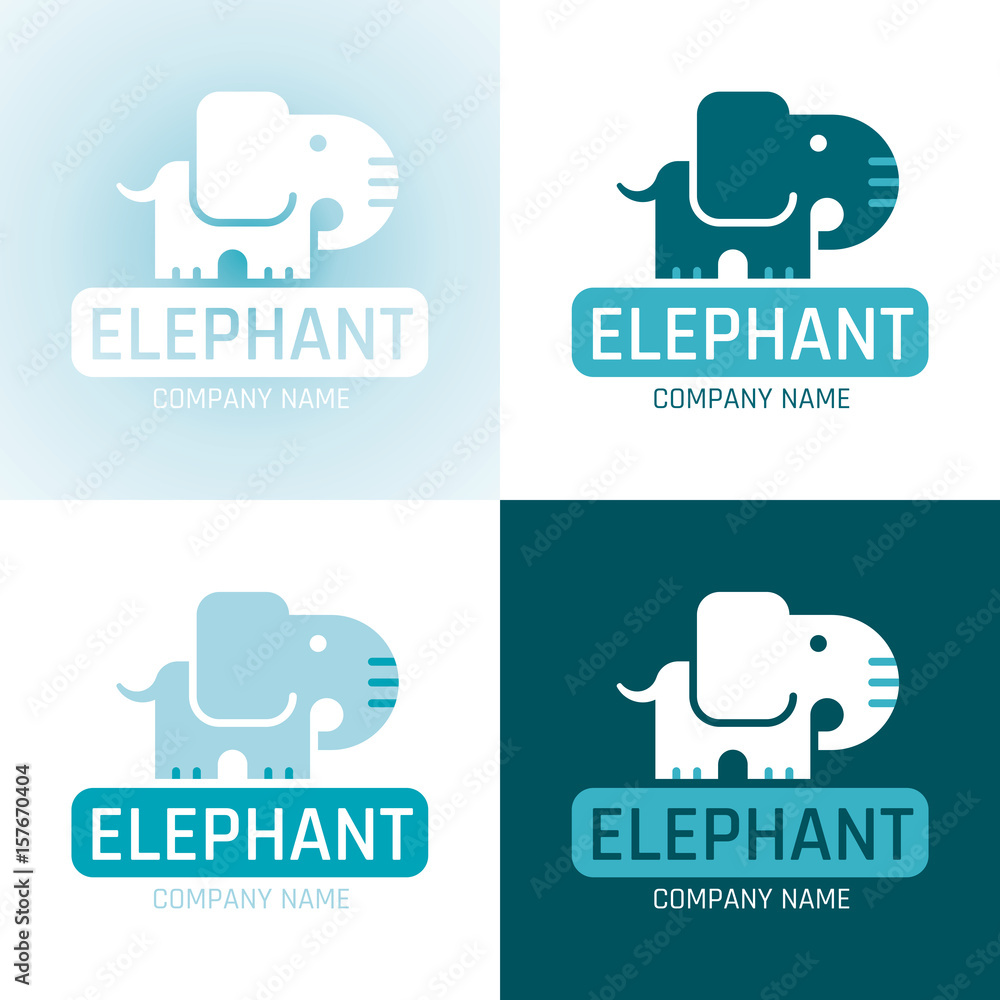 White Elephant Lettering Elephant wild animal icon set. Text lettering logo. Abstract template ...
