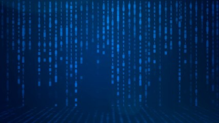 4K Abstrack background row of random digital binary text drop down with grain for technology and futuristic concept