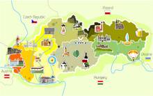 Map of Slovakia with landmarks