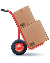 Shipping Cart Isolated On White. Vector 3d Illustration