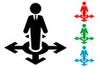 © teracreonte - Icono plano hombre de pie en encrucijada varios colores
