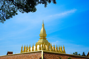 Golden pagoda of THATLUANG temple at Vientiane Lao.