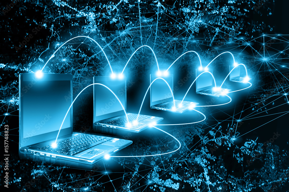 Best Internet Concept of global business. Globe,laptop on technological background. Electronics, Wi-Fi, rays, symbols Internet, television communications