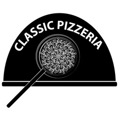 Wall Mural - Pizza logo isolated on white backgroun. Food and cookingg.