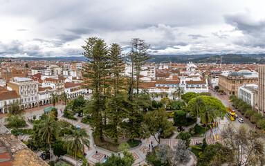 Sticker - Aerial view of Cuenca city and Park Calderon - Cuenca, Ecuador