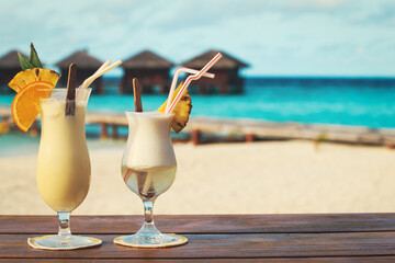 Wall Mural - Two cocktails on luxury beach resort