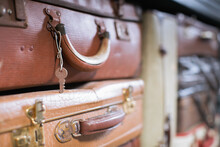 Close Up Of Vintage Suitcases