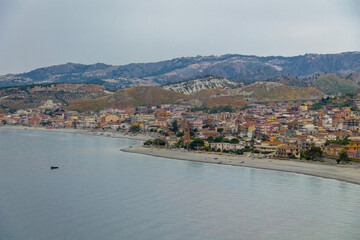 Poster - Aerial view of Bova Marina Town, a Mediterranean beach of Ionian Sea - Bova Marina, Calabria, Italy