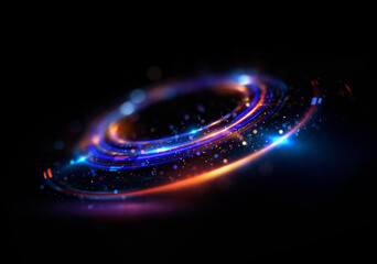 Abstract background. luminous swirl. Elegant glowing circle. Bright spiral. Glow ribbon. Empty space. .Sparkling particle. Space tunnel. Glossy orbit. Colorful ellipse. Glint galaxy. Oval stage