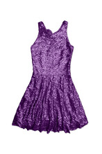 Purple Sequin Party Dress, Isolated On White Background