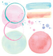 Painted Circles, Brush Strokes and Splatter Watercolor Vector Set