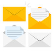 © shendart - Set of icons with a picture of a closed letter. Paper document enclosed in an envelope. Delivery of correspondence or office documents. Vector illustration isolated on white background.