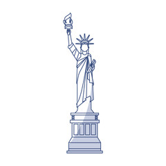 Poster - shadow blue statue of liberty cartoon vector graphic design