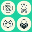Ecology Icons Set. Collection Of Fire Banned, Pin Earth, Bonfire And Other Elements. Also Includes Symbols Such As Bonfire, Fire, Water.