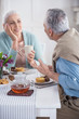 © LIGHTFIELD STUDIOS - casual senior couple talking and having breakfast at home